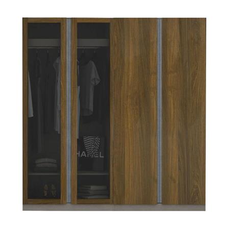 ตู้เสื้อผ้า 4 บานเปิด KONCEPT BLOX 200 ซม. สีเลกาโต้ตัดกระจกชาดำ