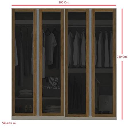 ตู้เสื้อผ้า 4 บานเปิด KONCEPT BLOX 200 ซม. สีเลกาโต้_2