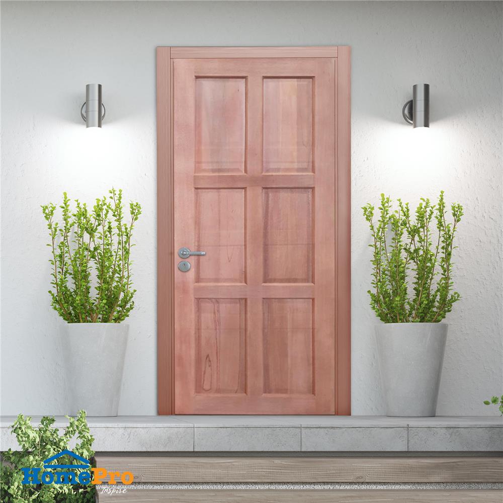 ประตูไม้เนื้อแข็ง AZLE 8 ฟัก 80X200 ซม. ไม่เจาะลูกบิด