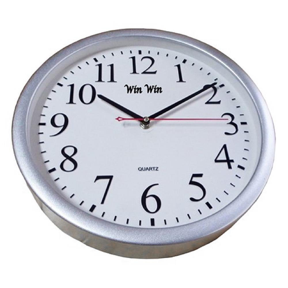 นาฬิกาแขวน WIN WIN CLOCK12.5 12.5 นิ้ว สีเงิน