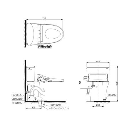 สุขภัณฑ์ 2 ชิ้น พร้อมฝาอัตโนมัติ TOTO CST767UW2R 4.8 ลิตร_1