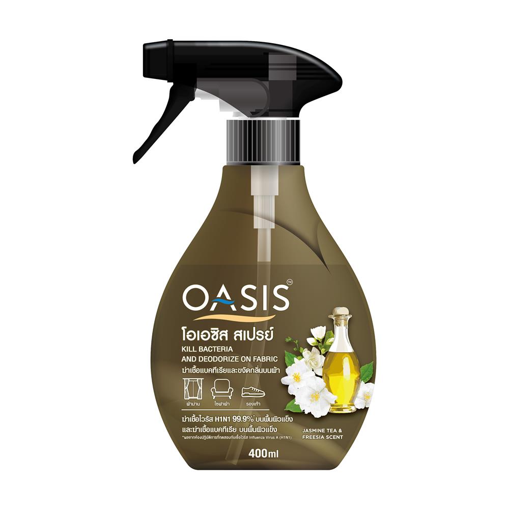 สเปรย์ขจัดกลิ่นเหม็นอับบนผ้า OASIS 400 มล. JASMINE TEA & FREESIA