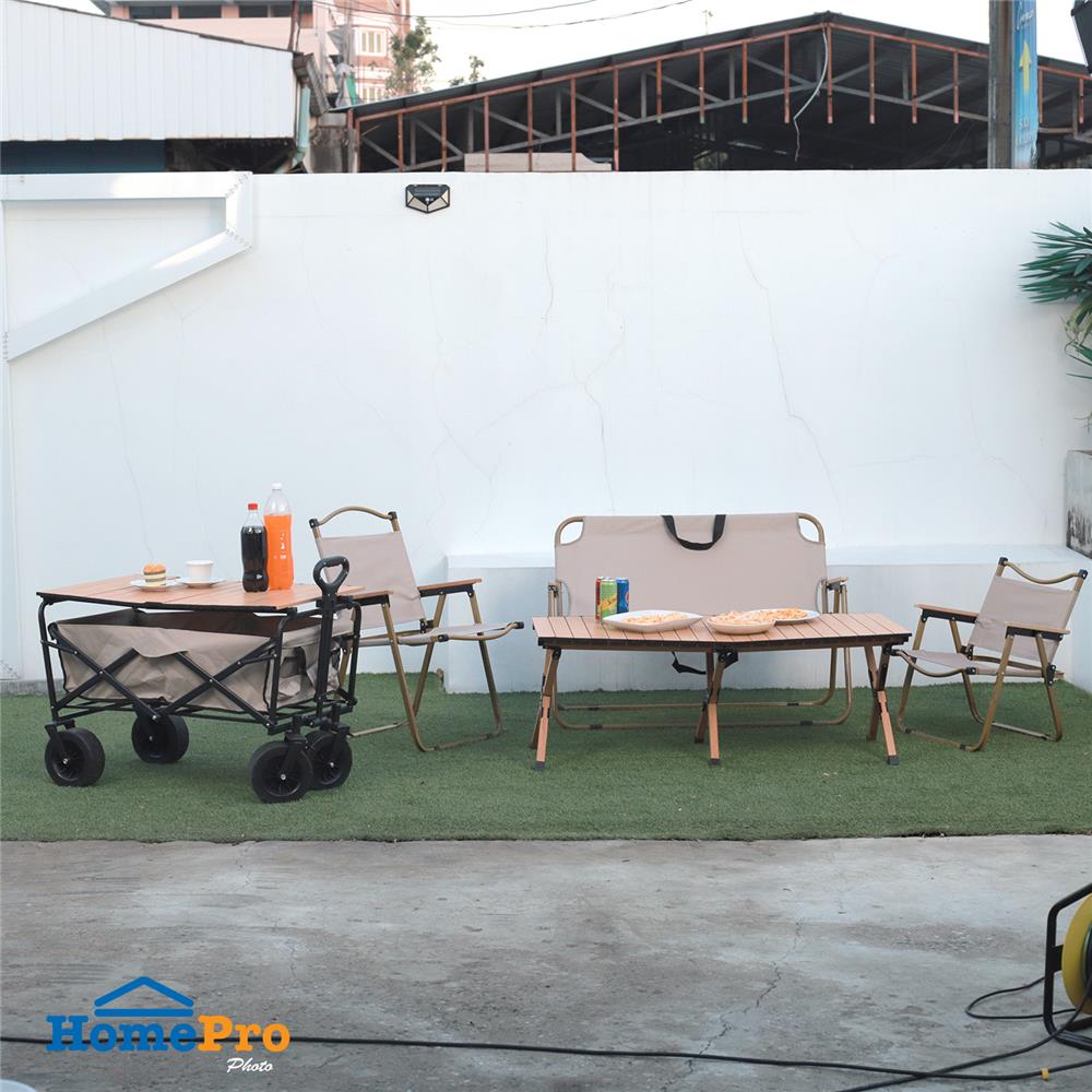 เก้าอี้พับตั้งแคมป์ SPRING WOOD GRAIN ไซซ์ S สีครีม