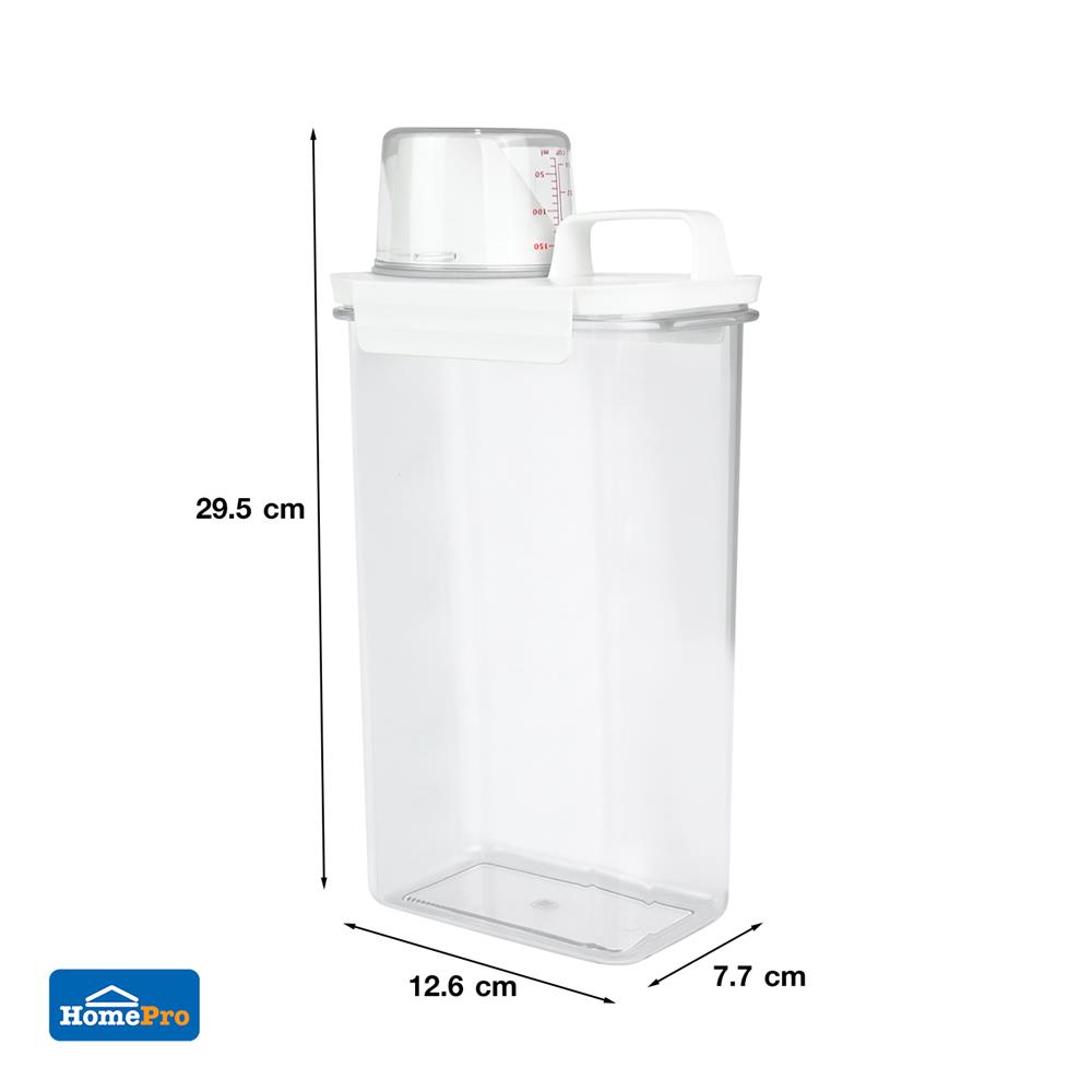 ขวดพลาสติกรีฟิลพร้อมฝาตวง STACKO 2300 มล. 12.6X7.7X29.5 สีขาว