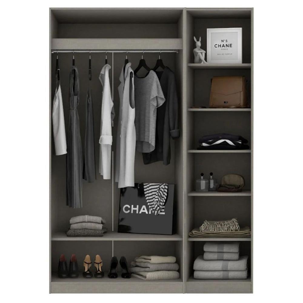 ตู้เสื้อผ้า 2 บานเปิด KONCEPT BLOX 150 ซม. สี LIGHT WOOD/กระจกใส