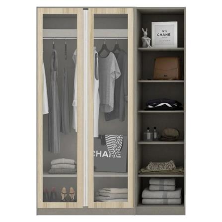 ตู้เสื้อผ้า 2 บานเปิด KONCEPT BLOX 150 ซม. สี LIGHT WOOD/กระจกใส_0