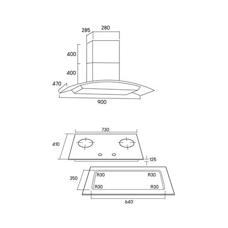 เตาฝัง+เครื่องดูดควัน TECNOSTAR SET HD 3590+HB207140GB_1