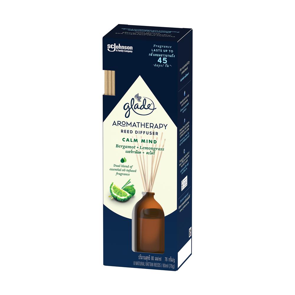 ชุดก้านไม้หอมปรับอากาศ GLADE 80 มล. กลิ่นเบอร์กาม็อตและตะไคร้