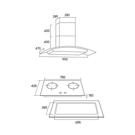 เตาฝัง+เครื่องดูดควัน TECNOSTAR SET HD 3590 + HB E2G.1_1