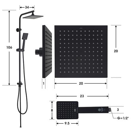 ฝักบัว RAIN SHOWER DMG GL-9102 สีดำ_3