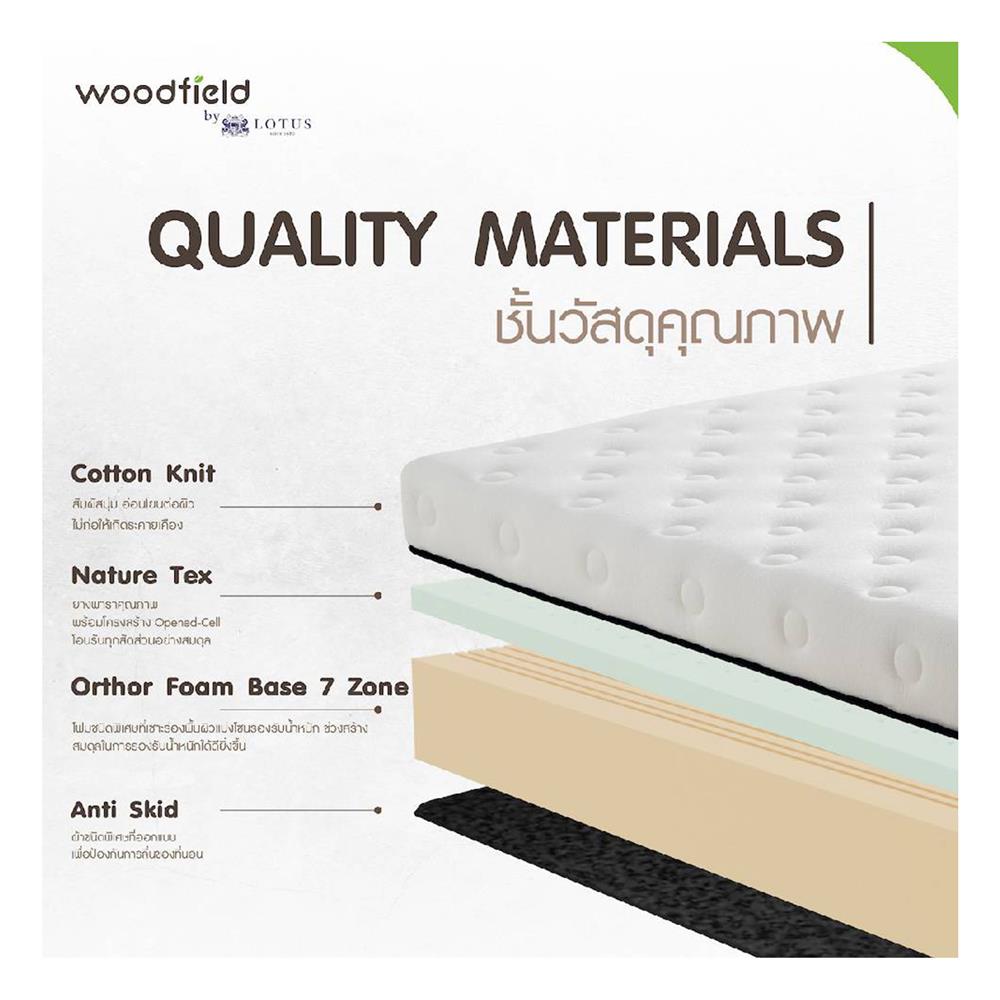 ที่นอน 6 ฟุต WOODFIELD E-HYBRID-S พร้อมหมอนหนุน 2 ชิ้น
