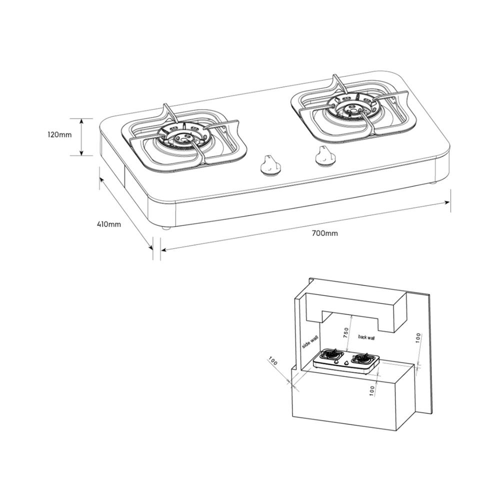 เตาแก๊สตั้งโต๊ะ 2 หัวแก๊ส ELECTROLUX ETG7286GKR