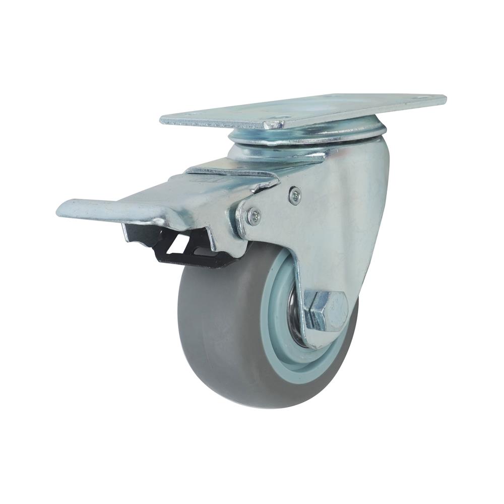 ลูกล้อ TPR DEXZON แป้นหมุน มีเบรก 3 นิ้ว สีเทา