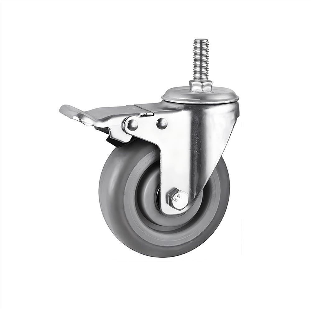 ลูกล้อยาง TPR DEXZON สกรูหมุน มีเบรก 3 นิ้ว สีเทา