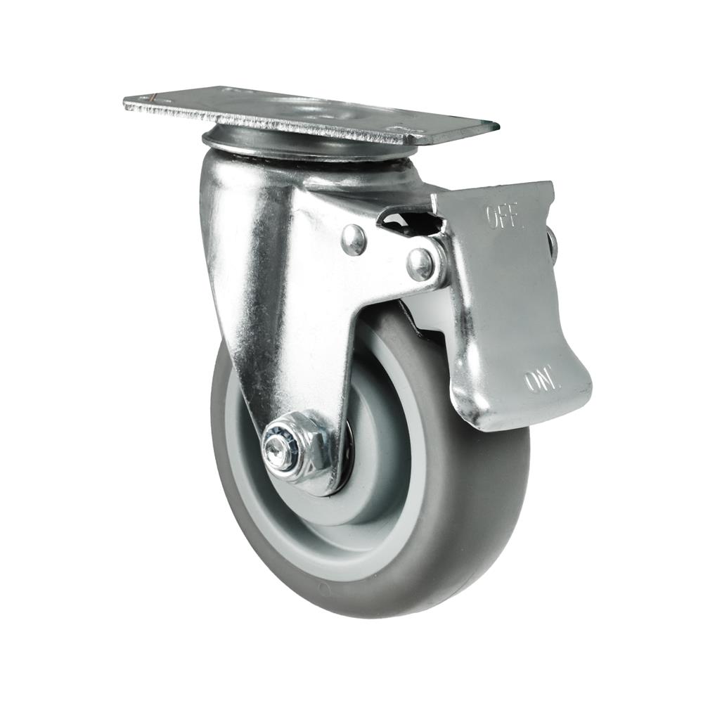 ลูกล้อยาง TPR DEXZON แป้นหมุน มีเบรก 4 นิ้ว สีเทา