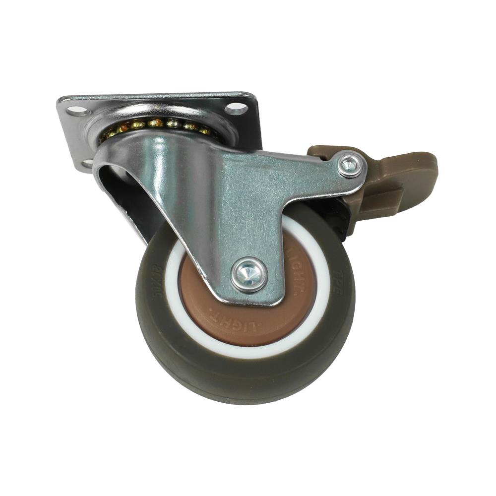 ลูกล้อ TPE DEXZON แป้นหมุน มีเบรก 2 นิ้ว สีน้ำตาล