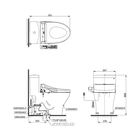 สุขภัณฑ์ 1 ชิ้น TOTO CW889UW2R 3/4.5 ลิตร_1
