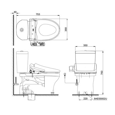 สุขภัณฑ์ 2 ชิ้น TOTO CST340UW1R1 3/4.8 ลิตร สีขาว_1