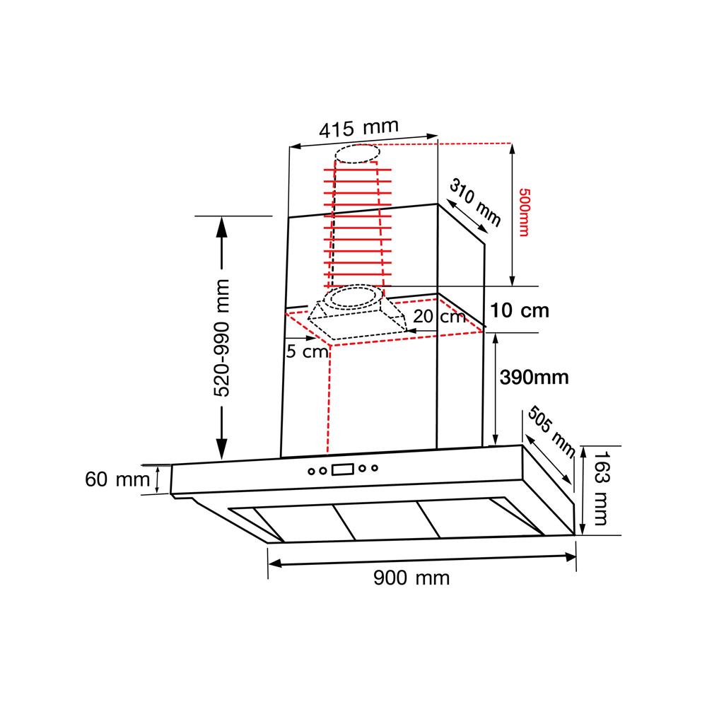 เครื่องดูดควันกระโจม AXIA C-BLACK90 90 ซม.