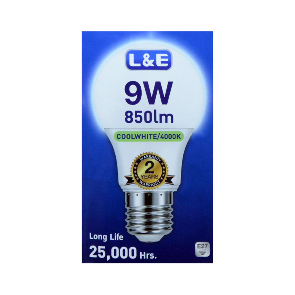 หลอด LED L&E BULB 9 วัตต์ COOL WHITE E27