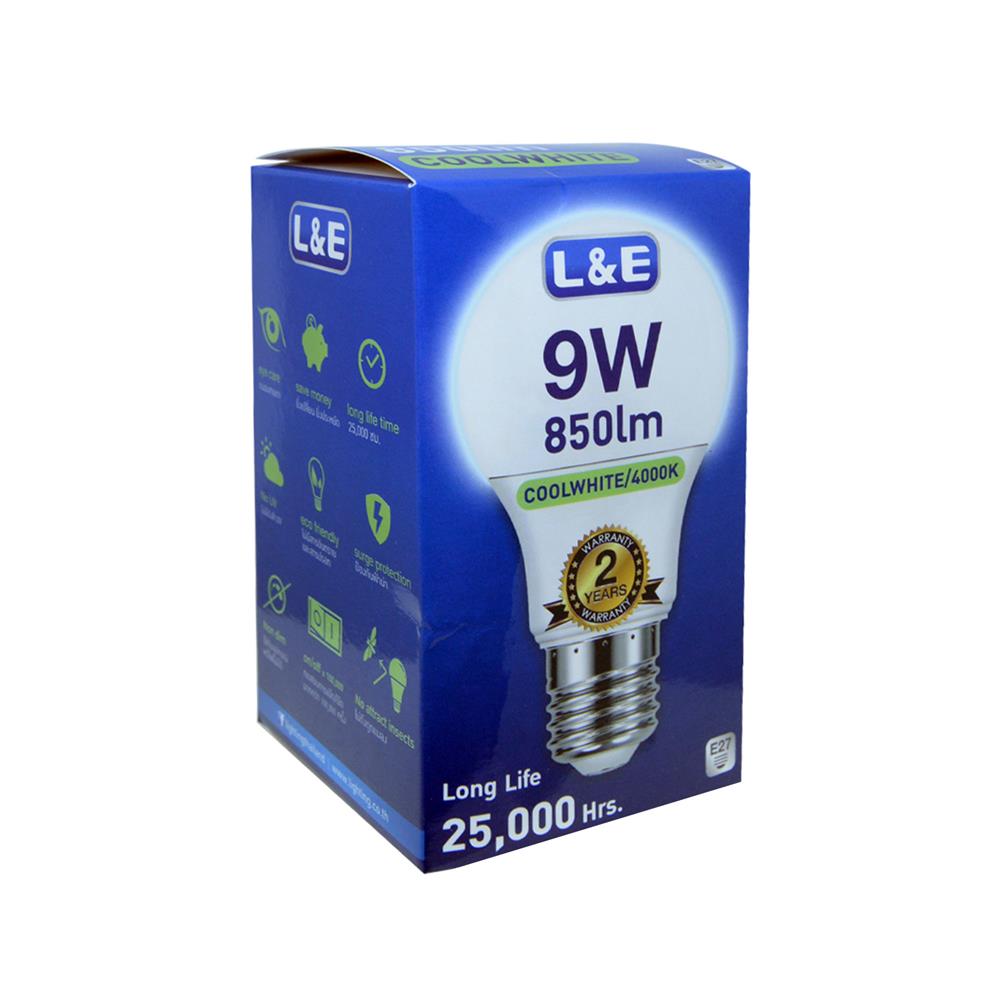 หลอด LED L&E BULB 9 วัตต์ COOL WHITE E27
