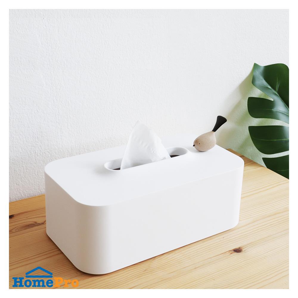 กล่องทิชชู่แผ่น MINIMAL SCULPT BIRDBIRD สีขาว