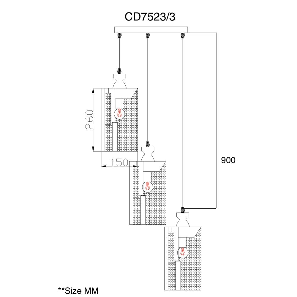 ไฟช่อ SUCCESS CD7523/3 สีทอง/ใส 3 หัว
