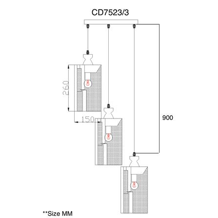 ไฟช่อ SUCCESS CD7523/3 สีทอง/ใส 3 หัว_3