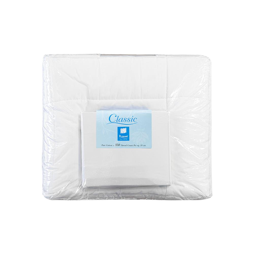 ชุดผ้าปูที่นอน 6 ฟุต 6 ชิ้น PICASSO CLASSIC สีขาว