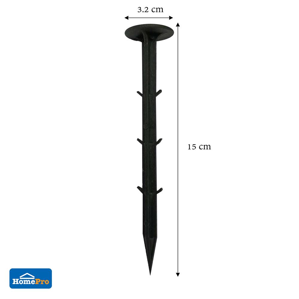 หมุดยึดพลาสติกคลุมดิน SPRING 6 นิ้ว สีดำ แพ็ก 20 ชิ้น