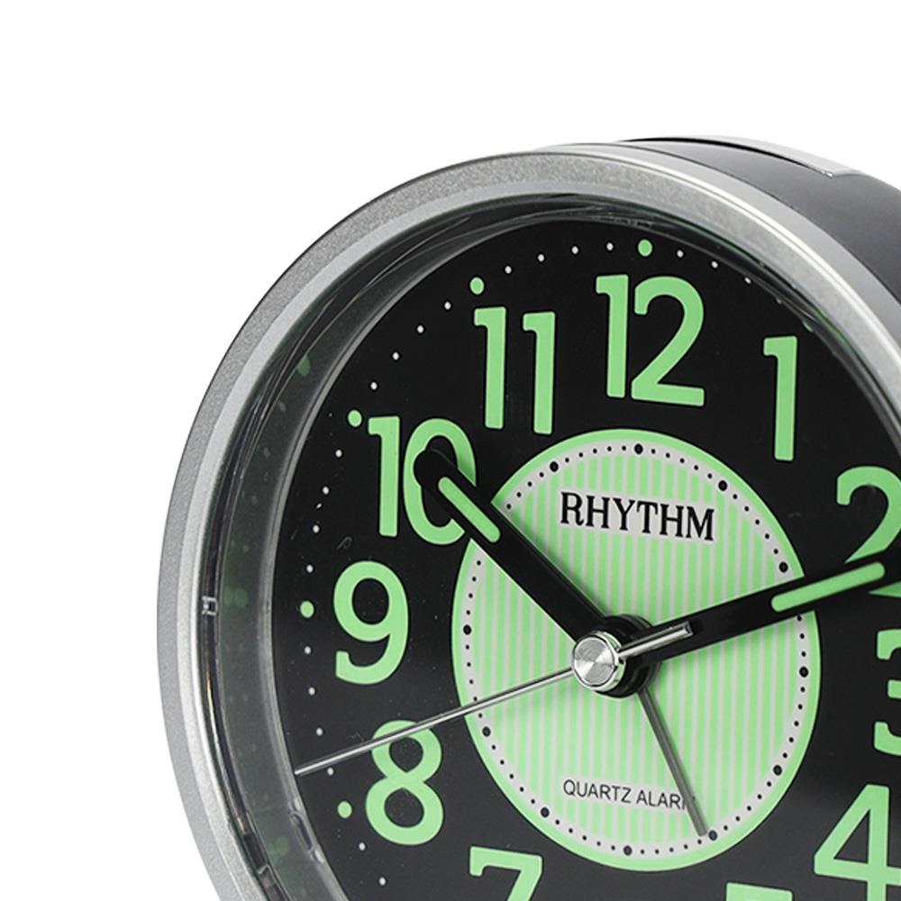 นาฬิกาตั้งโต๊ะพลาสติก RHYTHM CRE225NR19 3 นิ้ว สีเงิน