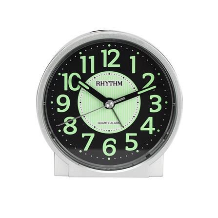 นาฬิกาตั้งโต๊ะพลาสติก RHYTHM CRE225NR19 3 นิ้ว สีเงิน_1