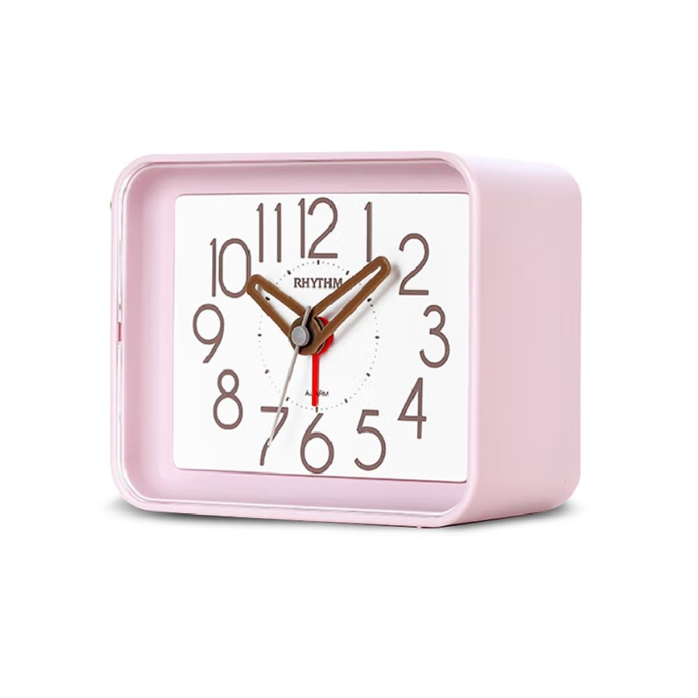 นาฬิกาตั้งโต๊ะพลาสติก RHYTHM CRE891WR13 3X2.5 นิ้ว สีชมพู