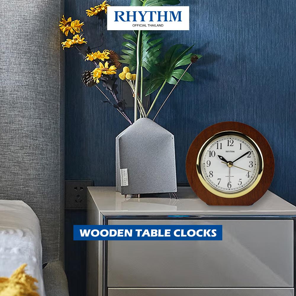นาฬิกาตั้งโต๊ะไม้ RHYTHM CRE204NR06 3.5 นิ้ว สีน้ำตาล