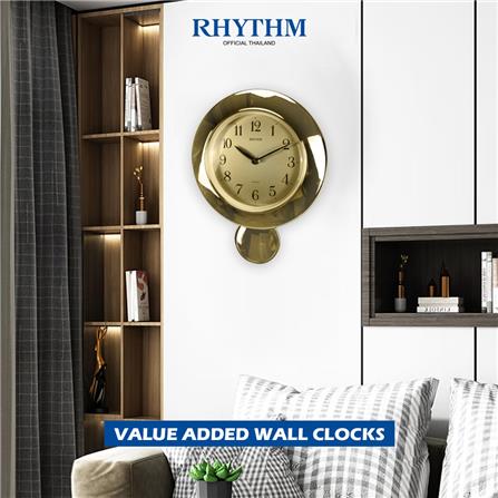 นาฬิกาแขวนพลาสติก RHYTHM 4MP726WS18 9X11.5 นิ้ว สีทอง_3