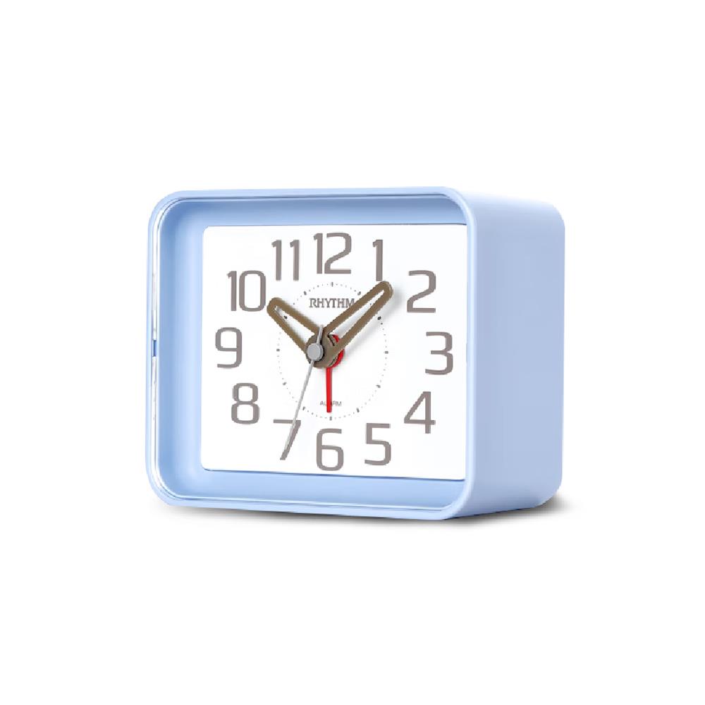 นาฬิกาตั้งโต๊ะพลาสติก RHYTHM CRE891WR04 2.5X3 นิ้ว สีฟ้า