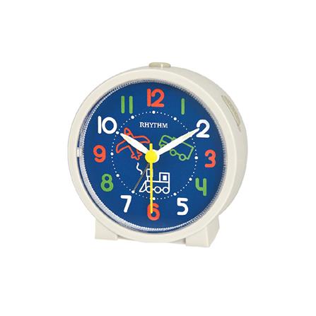นาฬิกาตั้งโต๊ะพลาสติก RHYTHM CRE306NR77 3.5X3.5 นิ้ว สีขาว/ฟ้า