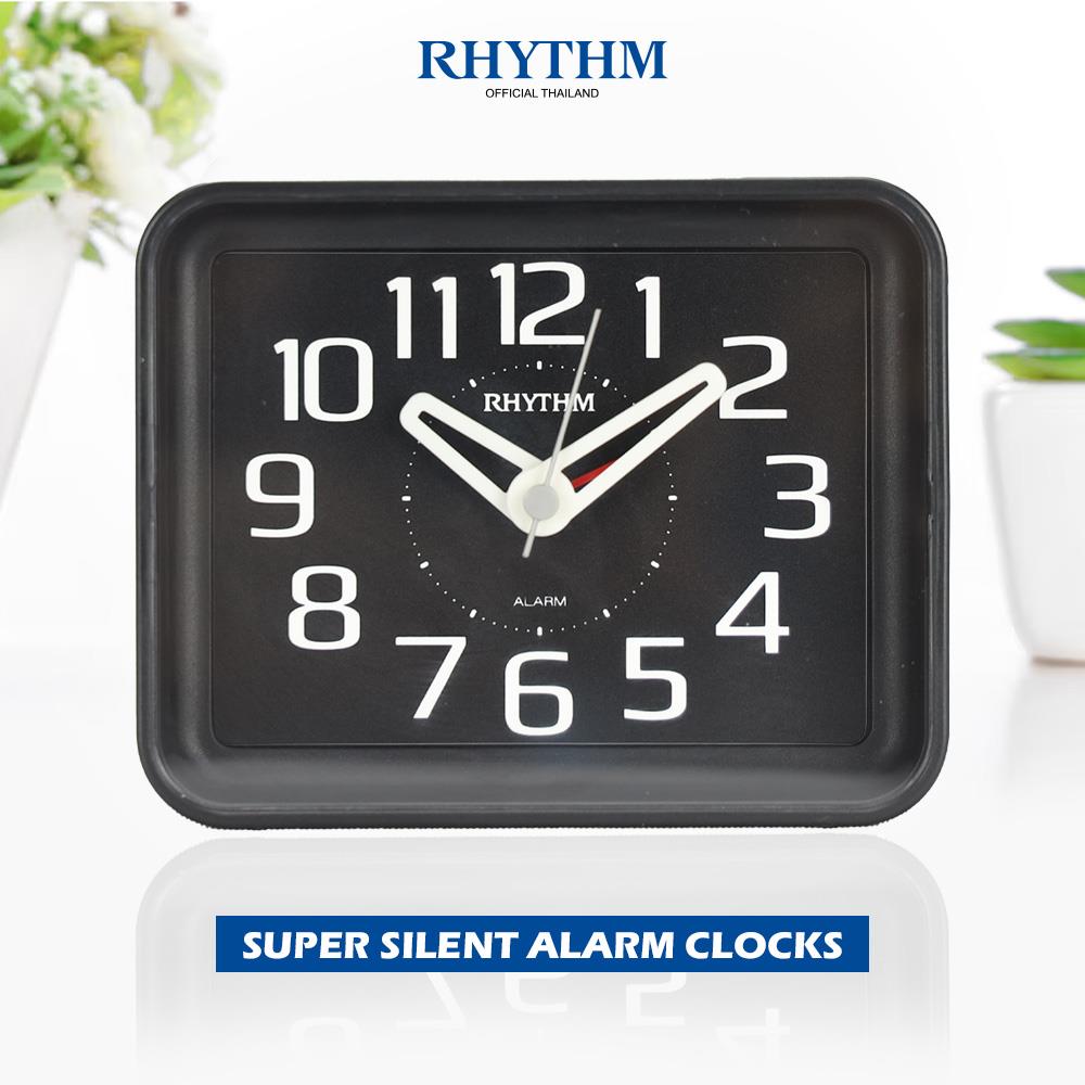 นาฬิกาตั้งโต๊ะพลาสติก RHYTHM CRE891WR02 3X2.5 นิ้ว สีดำ