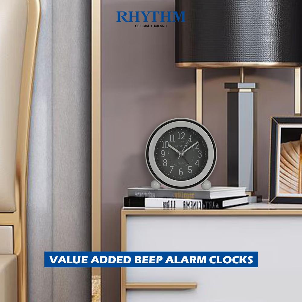 นาฬิกาตั้งโต๊ะพลาสติก RHYTHM CRE308NR08 3 นิ้ว สีเทา