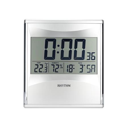 นาฬิกาตั้งโต๊ะดิจิทัล RHYTHM LCW011NR19 8X8.5 นิ้ว สีเงิน