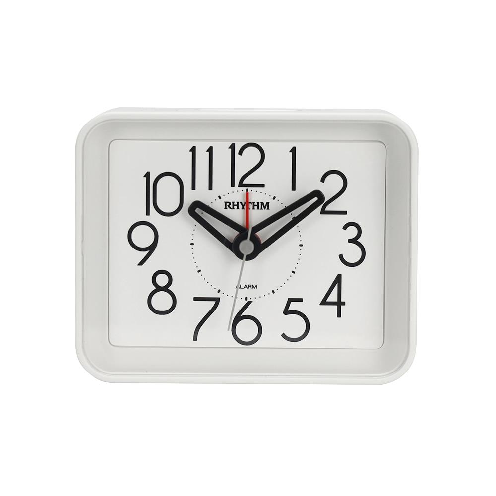 นาฬิกาตั้งโต๊ะพลาสติก RHYTHM CRE891WR03 3X2 นิ้ว สีขาว
