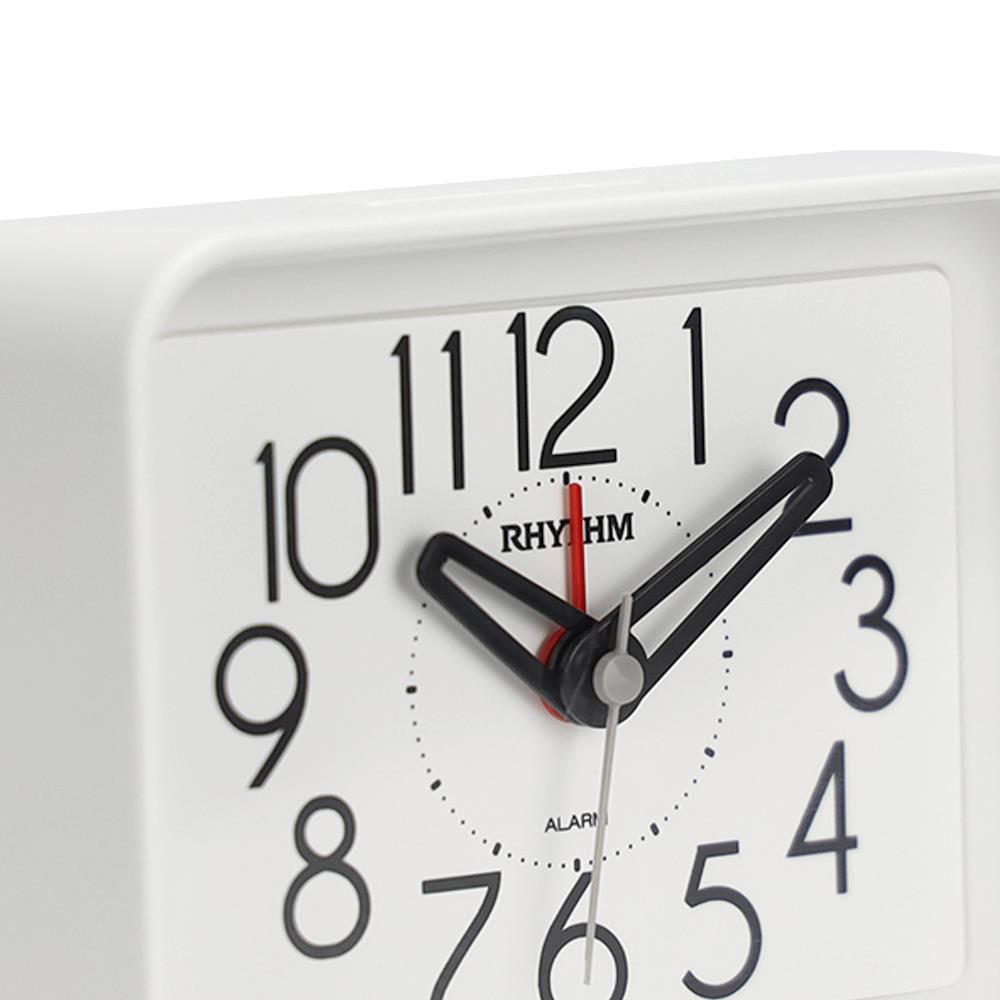 นาฬิกาตั้งโต๊ะพลาสติก RHYTHM CRE891WR03 3X2 นิ้ว สีขาว