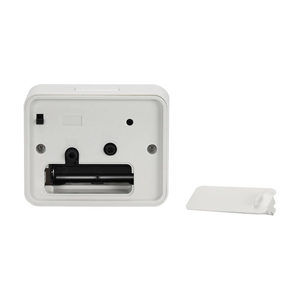 นาฬิกาตั้งโต๊ะพลาสติก RHYTHM CRE891WR03 3X2 นิ้ว สีขาว