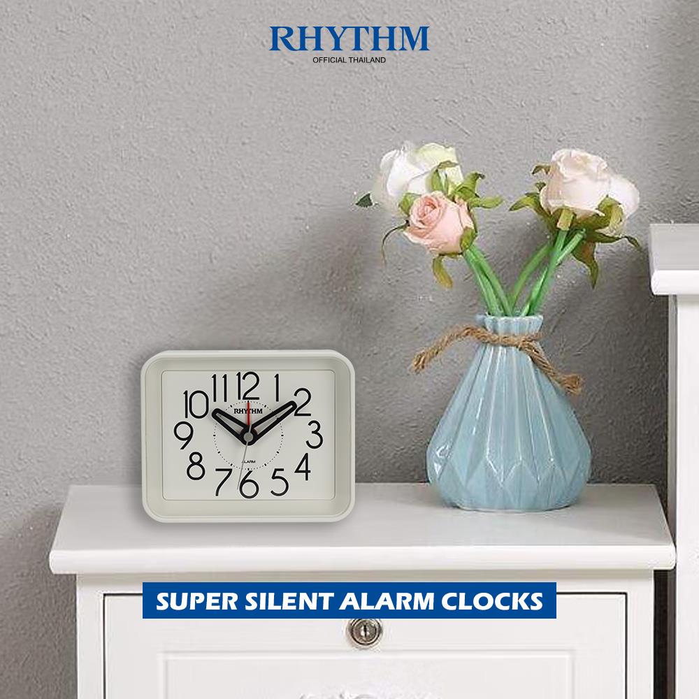 นาฬิกาตั้งโต๊ะพลาสติก RHYTHM CRE891WR03 3X2 นิ้ว สีขาว