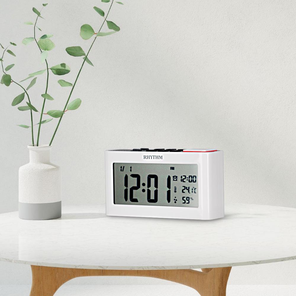 นาฬิกาดิจิทัล LED RHYTHM LCT101NR03 6X3 นิ้ว สีขาว
