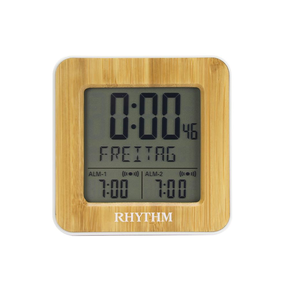 นาฬิกาตั้งโต๊ะดิจิทัล RHYTHM LCT085NR03 2.5X2.5 นิ้ว สีขาว