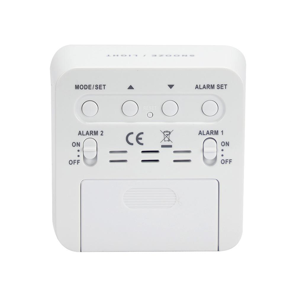 นาฬิกาตั้งโต๊ะดิจิทัล RHYTHM LCT085NR03 2.5X2.5 นิ้ว สีขาว