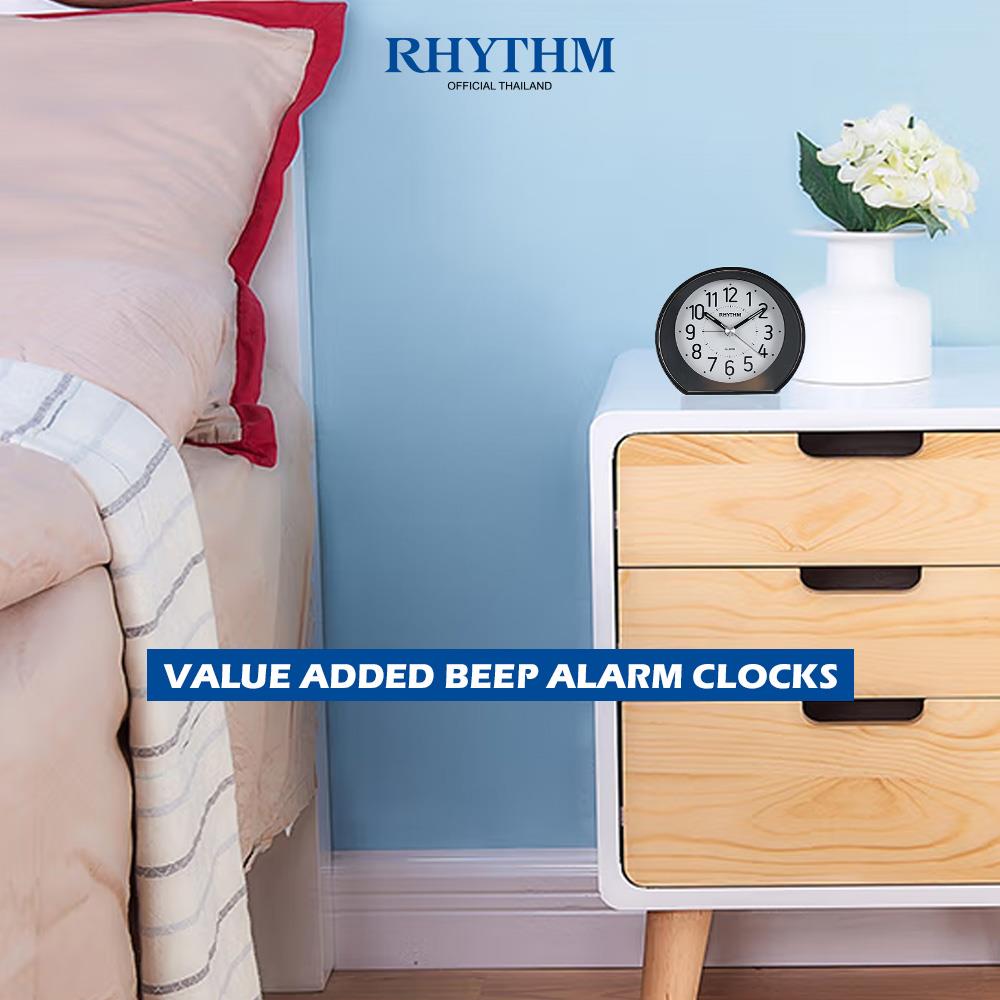 นาฬิกาตั้งโต๊ะพลาสติก RHYTHM CRE897NR02 3 นิ้ว สีดำ