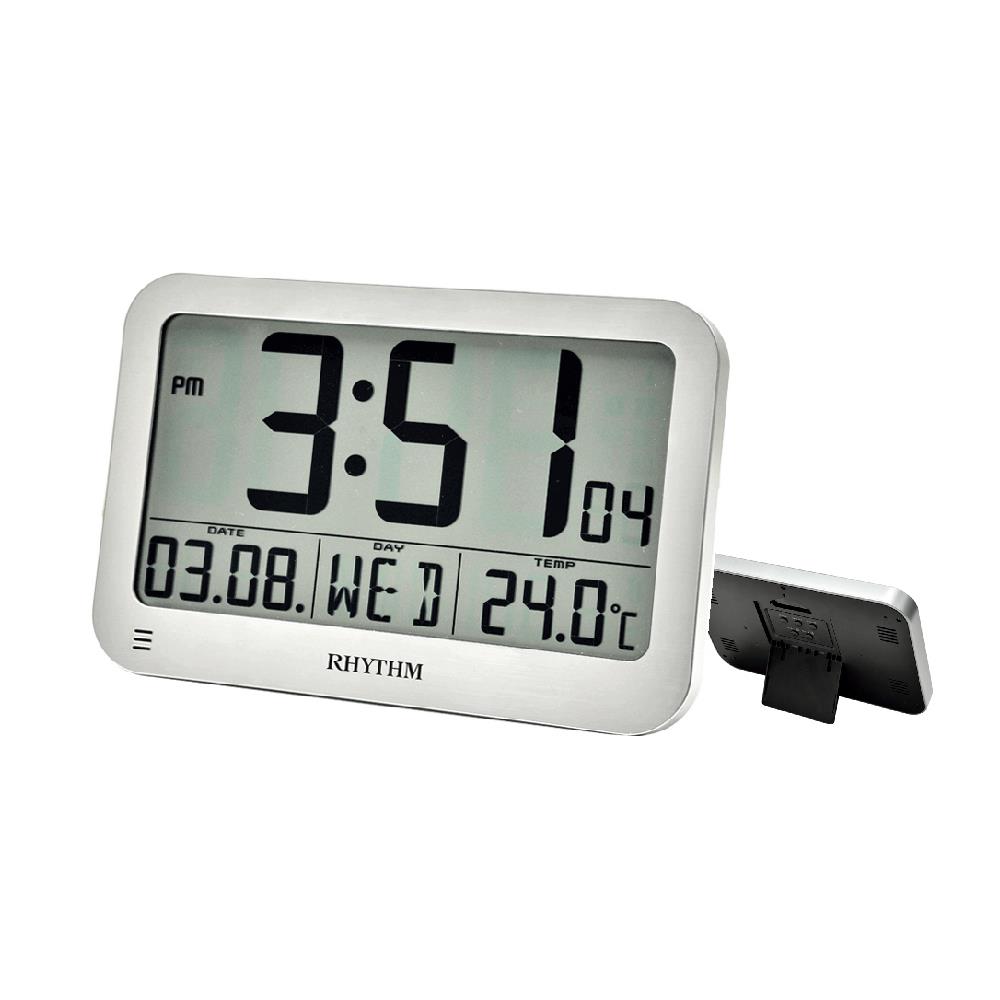 นาฬิกาตั้งโต๊ะดิจิทัล RHYTHM LCT084NR19 8.5X5.5 นิ้ว สีเงิน