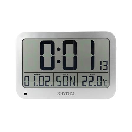 นาฬิกาตั้งโต๊ะดิจิทัล RHYTHM LCT084NR19 8.5X5.5 นิ้ว สีเงิน